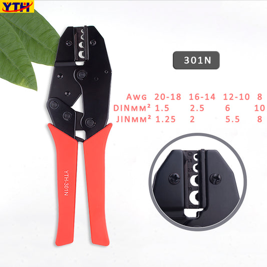 YTH-301N Adjustable Ferrule Crimping Pliers - 20-8AWG, 220mm, 45# Steel with PVC Handle for Wire Ferrule Crimping